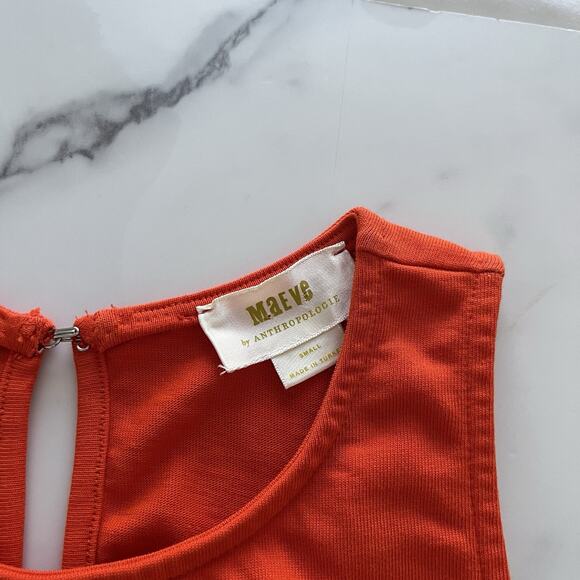 Anthropologie Maeve Flounce Maxi Dress Sz S Orange Preppy Coastal Casual Chic - Picture 3 of 13